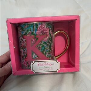 Lilly Pulitzer Pink and Gold Initial Mug